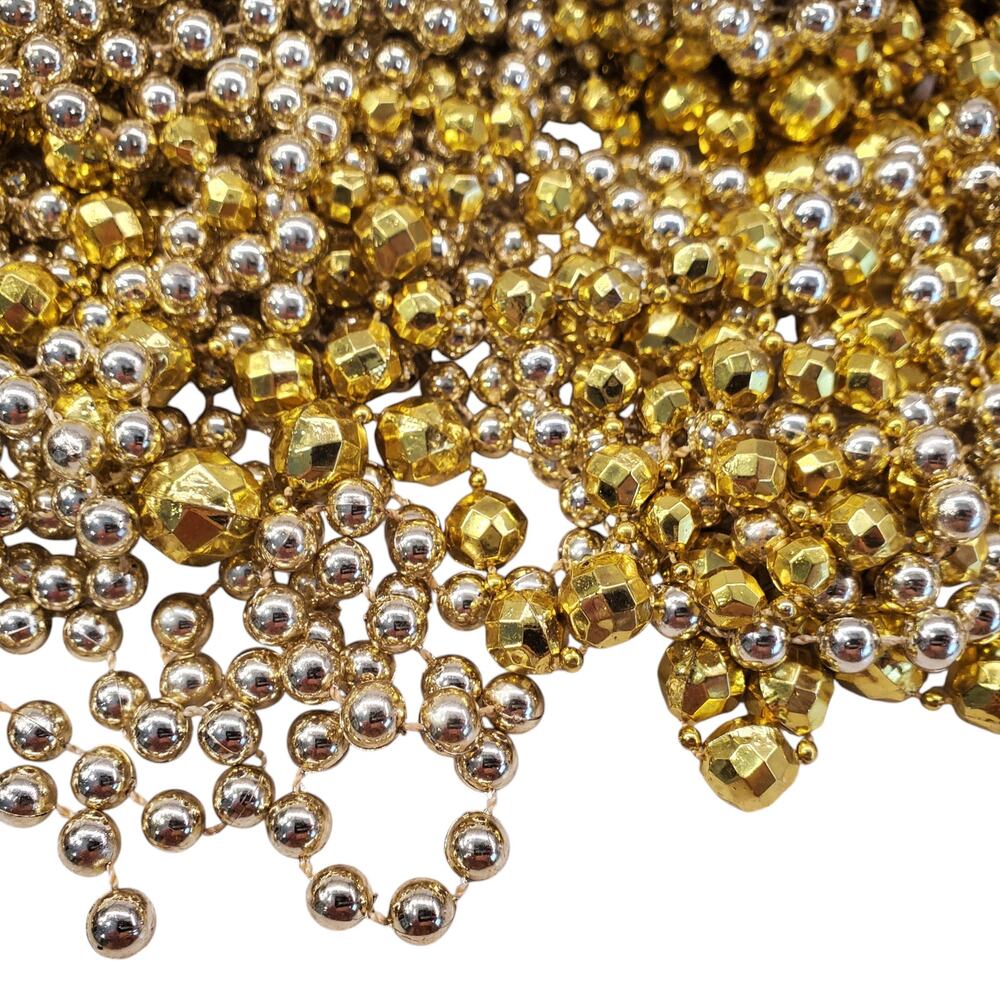 Vintage Gold Christmas Garland Beaded Chain Garland 9' Christmas Tree Decor - Picture 2 of 11